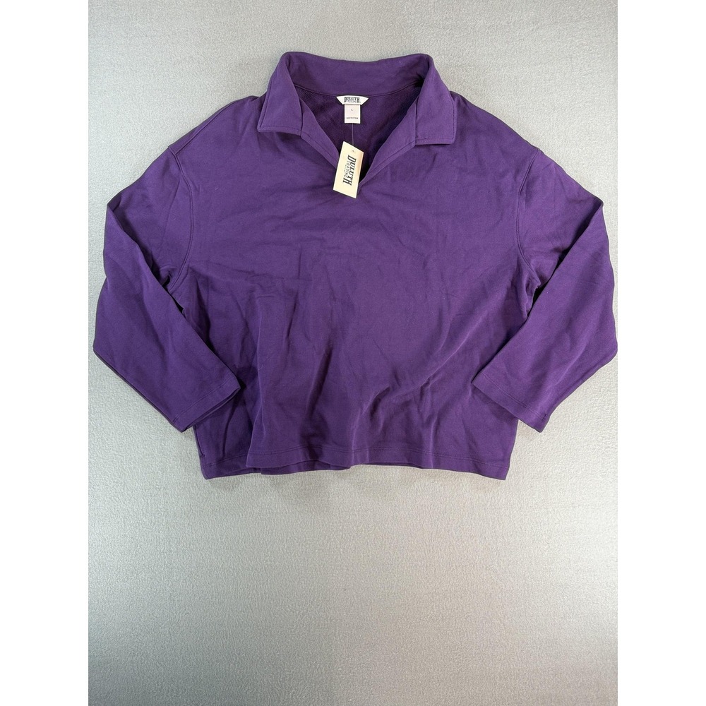 Duluth‎ Trading Polo Shirt Womens L Purple Canal Park Terry Collared Rugby NWT
